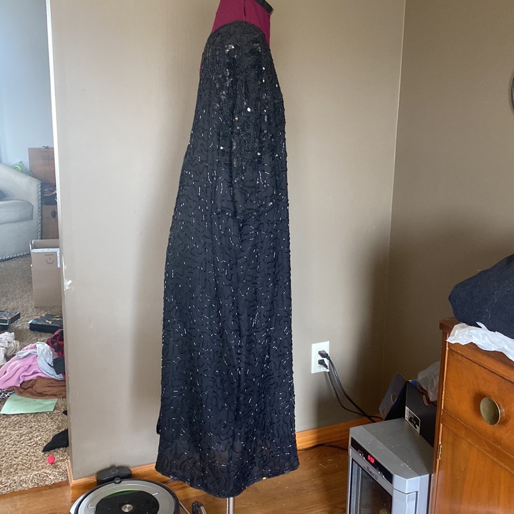 Lane Bryant Black Silk Beaded Cocktail Dress (Size 26/28) - Picture 3 of 10